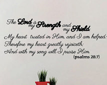 Vinyl Decal Psalms Bible Quote Lor d Strength Shield Home Wall Art ...