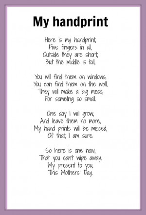 Mother's Day poem - My Handprint NOTE: word 
