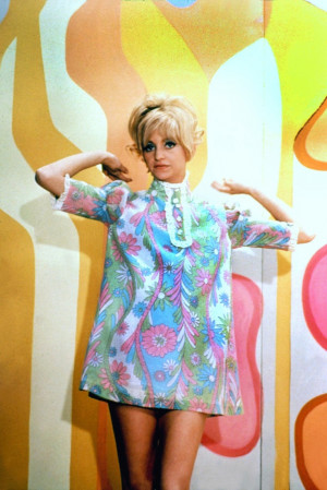 GOLDIE HAWN on Laugh-In, wearing turquoise and every other color. (She ...