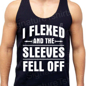 Flexed and Sleeves Fell Off Tank gym workout Train Flex mens womens ...