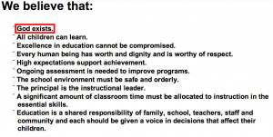 statement of beliefs from the Sabine Parish School District website ...