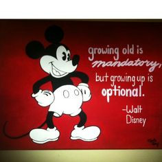 Hand-painted Mickey Mouse with inspirational Walt Disney quote. More