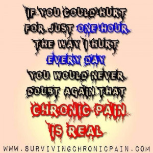 Chronic pain is real. believe it or not, there's not always a 