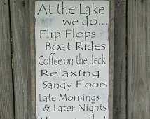 Lake Wood Sign Lake Rules Wo oden Sign At the Lake Wall Art Large Lake ...
