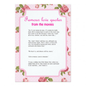 ... quotes from movies Bridal Shower games 5x7 Paper Invitation Card