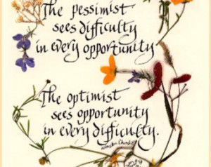 Winston Churchill quote, pessimist, optimist, life lesson card ...