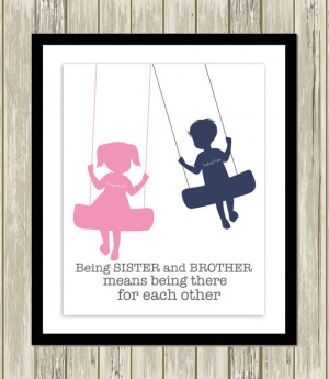 ... shared room decor. boy girl art, brother sister quote, custom colors