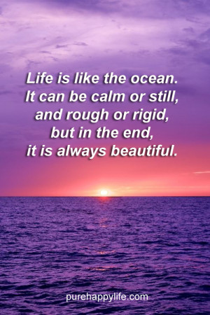 Life Quote: Life is like the ocean. It can be calm or still, and rough ...