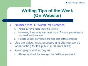 Writing Tips of the Week or “The BlindLeading the Blind”