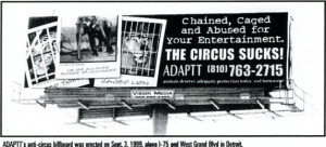 ADAPTTs Anti Circus Billboard Was Erected On September 3 1999 Along