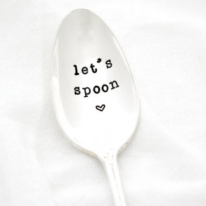 Let's Spoon, Hand stamped spoon for unique gift. Engraved silverware ...