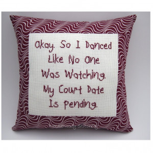 Funny Cross Stitch Pillow, Cross Stitch Quote, Burgundy Maroon Pillow ...