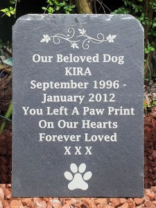 ... Slate Pet Dog Memorial Grave Marker Headstone 3 Sizes Available