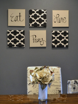 Eat Pray Love Wall Art Pack of 6 Canvas Wall Hangings Hand Painted ...