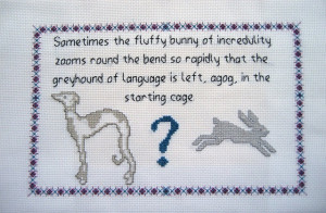 quote from Cloud Atlas by David Mitchell. Stitching and photo by ...