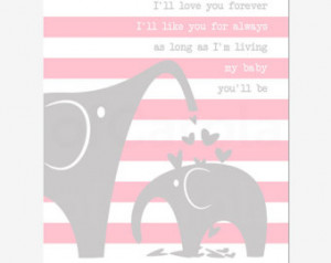 Love You Forever I'll Like You For Always Wall Art Nursery Print Quote ...