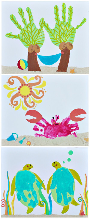 Handprint art. Okay...totally making the palm tree one for mom!!!,