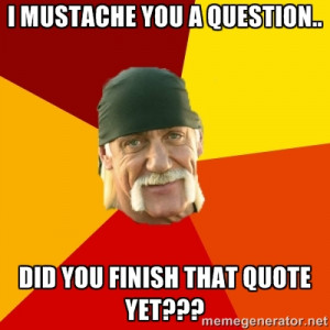 Hulk Hogan - I mustache you a question.. Did you finish that quote yet ...