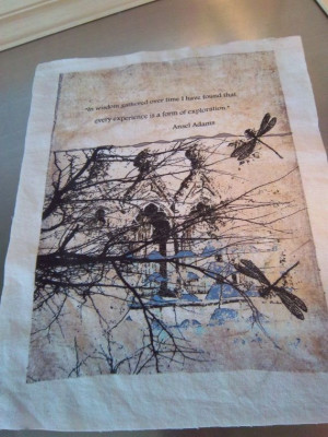 Art journal supply dragonfly fabric panel handmade by iwathd09, $9.50