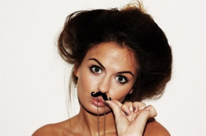 cute, eyes, girl, moustache, mustache, sweet