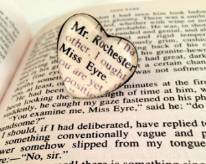 Jane Eyre and Mr Rochester Antiqued Bronze Adjustable Book Page Heart ...