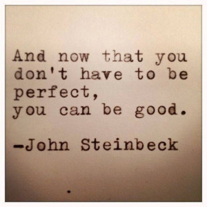 ... that you don't have to be perfect, you can be good. ~ John Steinbeck