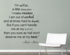 ... Quotes Wall, Selfish Marilyn, Marilyn Monroe Quotes, Wall Decals