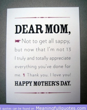 ... You’ve Done For Me. Thank You. I Love You ” Happy Mother’s Day