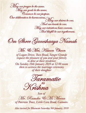 Indian Wedding Invitation Wording