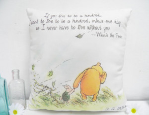 Winnie the Pooh & Piglet Live to be 100 Medium Quote Pillow for ...