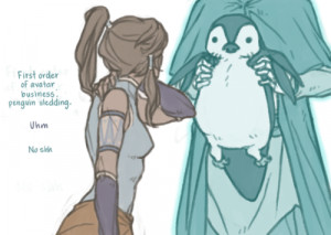 Aang Korra lok avatar: legend of korra Penguin sledding