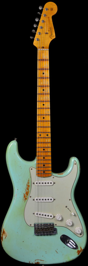 ... 1956 AA Flame Maple Neck Heavy Relic Stratocaster Surf Green New