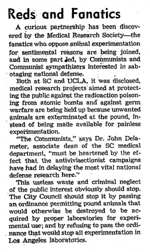 Reds and Fanatics, a Los Angeles Times editorial, April 18, 1950.