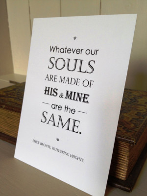 Postcard Wuthering Heights by Emily Bronte Quote Typography Design