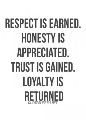 Respect is earned honesty is appreciated - Best quotes about life