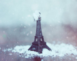 Voyage Voyage in December, snow abo ve Eiffel Tower, Still Life ...
