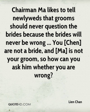Chairman Ma likes to tell newlyweds that grooms should never question ...