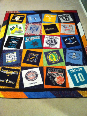 made this memory quilt for my granddaughter. I used 20 of her old t ...