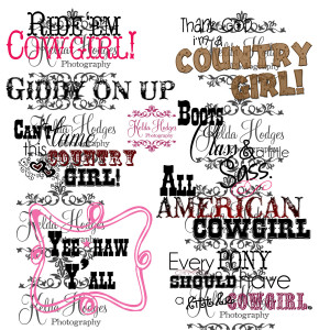 Little Cowgirl western girl digital scrapbooking word art stamps