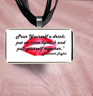 Pull Yourself Together & Put on Lipstick Quote Domino Pendant Necklace