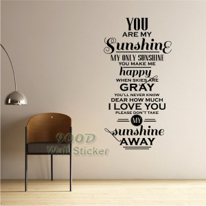You-Are-My-Sunshine-Quote-Wall-Stickers-DIY-Home-Decoration-Wall-Art ...