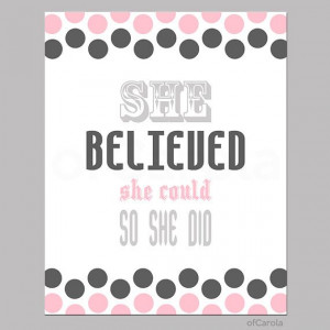 Wall Art Print Quote She Believed She Could So She Did by ofCarola, $ ...