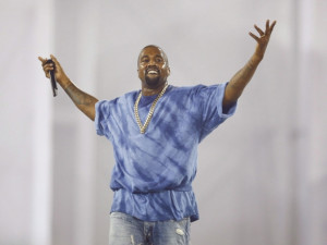 Kanye West performing.