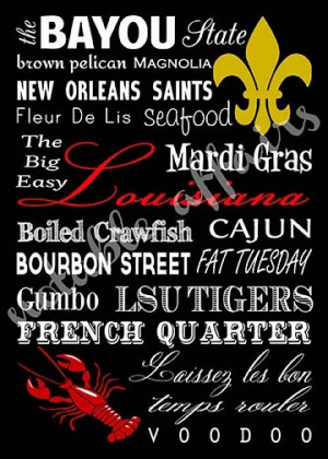 Louisiana Cajun Typography Word Art Print - no frame included - 8x10 ...