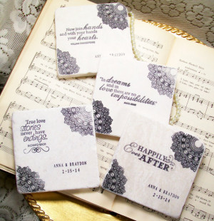 Gift Coasters Happily Ever After Love Quotes Wedding Coasters, Wedding ...