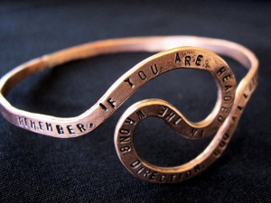 Custom Made Personalized Memorial U-Turn Quote Copper Bangle Bracelet