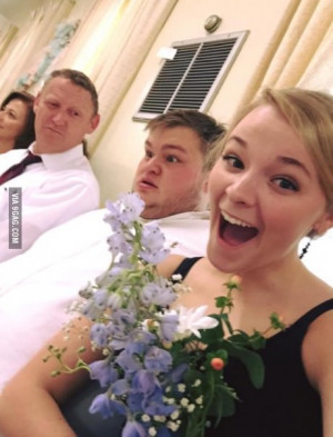My friend caught the bouquet. That is her boyfriend in the background ...