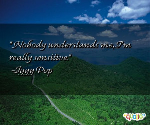 Nobody understands me, I'm really sensitive. -Iggy Pop