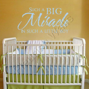 Baby Nursery Quote Lettering Such a Big Miracle in Such a Little Boy ...