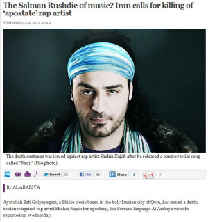 The sentence was issued after Najafi released a controversial song ...
